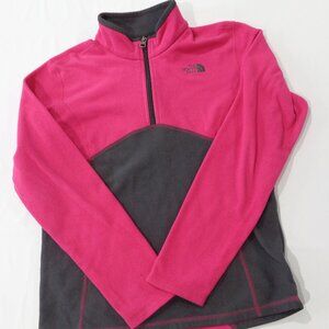 The North Face Pink Gray Long Sleeve Fleece Pullover Sweater Girl's Sz L (14/16)